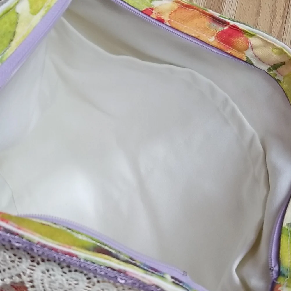 Hand Crafted Artisan Boho Gypsy Embellished Beaded Lace Crossbody Tote Bag - Picture 11 of 16